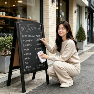 Kistrba A형 양면 칠판입간 크로스형 양면 카페 칠판 입간판 하고로모 매장간판 입구간판, wood