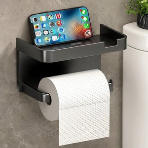 치트몰 무타공 핸드폰 거치대 휴지걸이 (강력 접착 스티커), 1개, 블랙