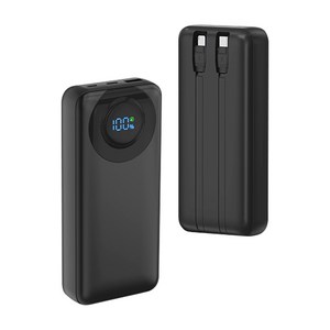 VergHatia 대용량 보조배터리 고속충전 30000mAh PD 22.5W 일체형 보조배터리 2개 케이블 멀티단자, 블랙, P2-30000mAh