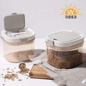 (BPA FREE-만능 소분 용기) 밀폐 보관 통 잡곡 쌀 원두 가루 소분 견과류 프로틴 파우더 분말 보관통, 1호 800ml + 스푼, 2세트