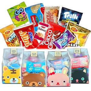 [10+1] 스티커포함 달달마켓 10종 간식 구디백 애니멀 과자 꾸러미 세트 유치원 어린이집 생일 답례품 단체 선물, 달달애니멀구디백(4개), 1개