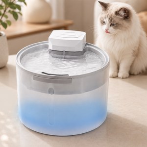 Darlisex 고양이 정수기 강아지 자동 급수기 물부족 표시등 이중레이어필터 2.3L 자동급수기, 흰색-USB, 1개, S1