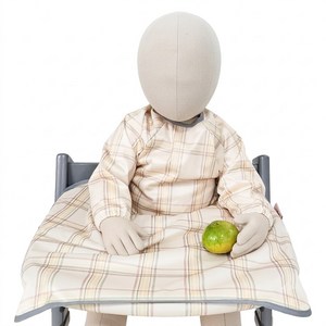 벨베이비 식탁일체형 방수 턱받이 긴팔 완전커버 오리지날, (리뉴얼)베이지 체크, 1개, 1개입