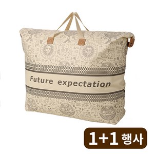 120L 고급 빈티지 무늬 이불 수납가방 1+1 행사 옷 의류 정리 수납 방수 긁힘방지, 2개, 베이지