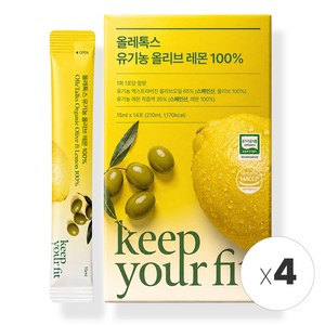 킵유어핏 올레톡스 유기농 올레샷 올리브오일 레몬즙 엑스트라버진 haccp 인증 스틱, 4박스, 210ml