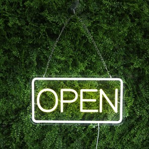 HK sell 라임 사각 OPEN LED 네온사인 24시 영업중 오픈 아크릴 간판, 어댑터 화이트 포함
