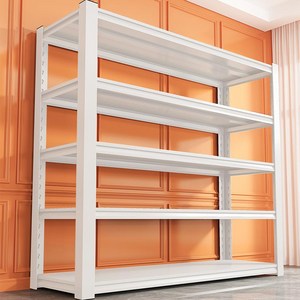 HOMEY NEST 조립식 철제 선반 다용도 고릴라랙 무볼트 앵글선반 FMS-FLS, 5단, 화이트