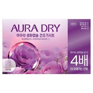 아우라 드라이 생화캡슐 시트 섬유유연제 자스민머스크향 본품, 80개입, 1개