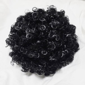 리빙릿 뽀글이 할머니 가발 촌캉스 뽀글머리 파마 연극 파티 촬영 소품, 1개, 블랙&그레이 뽀글이