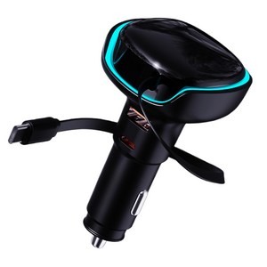 뉴클 PD 3.0 차량용 릴타입 시거잭 3구 50W 고속충전기 케이블 일체형, 블랙, NCCC-WC-10-TD