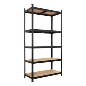 HOMESHOP 튼튼한 간편 조립식 무볼트 철제 앵글 선반 주방 베란다 창고 5 단 900x450x1800mm, 5단, 검은색