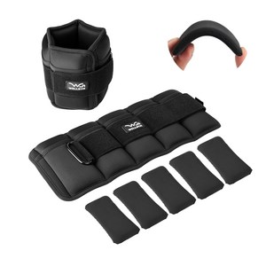 WELLGYM 2p 세트 멀티 중량 조절 가능 중량 밴드 손목 발목 아령 운동, 3kg, Blck