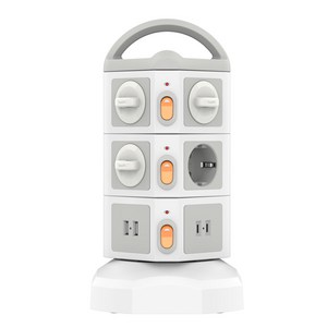 Soopii 4000W고용량 10구 USB 멀티탭 배선차단 캠핑 타워 안전 멀티콘센트 2M TPS10, 1개, 화이트