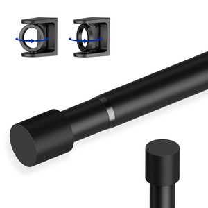 Vellichor 18mm 고급 스테인리스 길이를 조절할 수 있는 압축 샤워 커튼봉 무타공 못 없이 초강력 커텐봉, 블랙