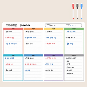 주나스 냉장고 자석 달력 스케줄 플래너 화이트보드, 주간
