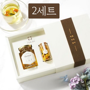 여섯별 제주 메리골드 꿀 꽃차 답례품 선물세트, 마음가득담아(브라운띠지), 2개