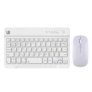 UB BK1 블루투스 무선 키보드+마우스 세트, 텐키리스, 화이트 스몰, BK 1