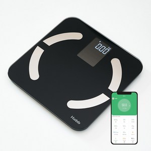 하비비 프리미엄 스마트 블루투스 체지방 인바디 디지털 체중계, black, 1개, CTR-BFS565