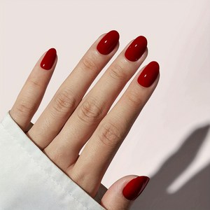 와인 레드 타원형 인조 손톱 심플 우아함 재사용 가능 24개입 다양한 사이즈 가능 셀프 네일아트, 1개, jh red