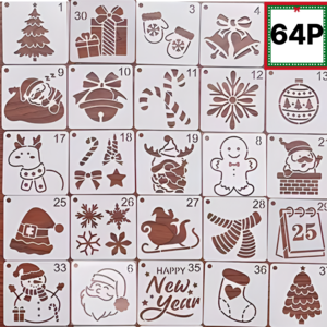 제니미엘 크리스마스 스텐실 세트 트리/눈송이/산타 DIY 연말 파티 카드 꾸미기, 1개