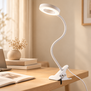 픽 마스터 LED 휴대용 집게형 침대 컴퓨터 조명 책상 밝기 조절, 화이트