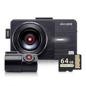 아이리버 2채널 FHD+FHD 고화질 차량용 2채널 블랙박스 FF2 WiFi 스마트폰 연동지원, 64GB, WiFi 동글이 + GPS 안테나