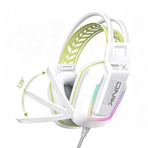 ONIKUMA 유선 게이밍 헤드셋 가상 7.1 usb RGB 노이즈캔슬링 마이크 X13, 화이트