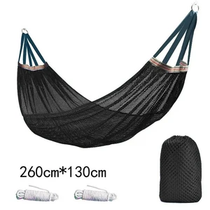ERZHAO해먹 야외 캠핑 캠핑침대 해먹야외 최대 무게200kg, 검정색