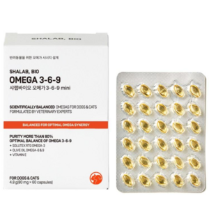 샤랩바이오 강아지 고양이 오메가3 6 9 영양제 피부 항산화 심장 혈관 면역 미니 80mg, 1개, 오메가 지방산, 60정