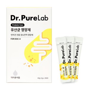 닥터퓨어랩 강아지 유산균 프로바이오틱스 피부 장건강 영양제, 1개, 장건강/유산균, 30정