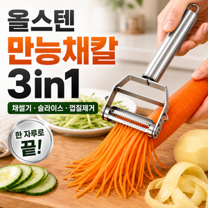 아르텐 올스텐 만능채칼 3in1 감자 당근 양배추 채썰기 슬라이서, 1개, 실버
