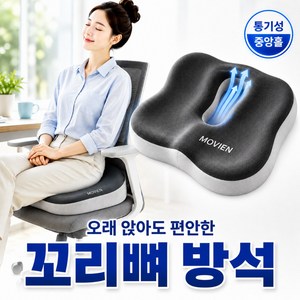 모비엔 인체공학 메모리폼 꼬리뼈 방석 압력분산 장시간 쿠션, 차콜그레이