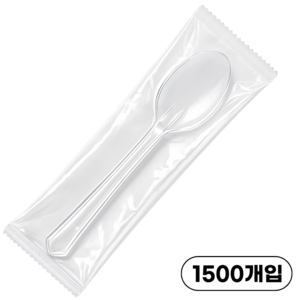 일회용 수저 기획상품 개별포장 숟가락 낱개포장, 투명, 1박스, 1500개입