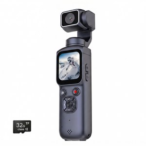 RUNHome 4K 스마트 짐벌 카메라 AI 페이스 트래킹 손떨림방지 초경량 휴대용+삼각대, 블랙-32G