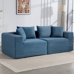 SAMMU 면 설치 모듈형 압축 소파 소파 침대 맞춤 조합 1~6인용 2517, 네이비 블루A+B, XL