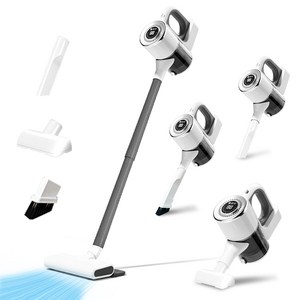 RichMagic 핸디형 4 in 1 무선청소기 LED 강흡입력 디지털 디스플레이 다용도 진드기제거/ 청소/가정용/차량용, 화이트, 1개