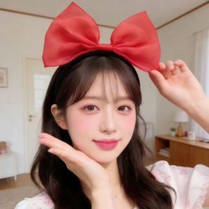 왕리본 파티 머리띠 헤어밴드 사진관 코스튬 소품, 1개, 레드