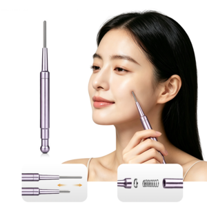 경혈 혈자리 지압 마사지 펜 스프링 압력식 얼굴 목 마사지기, 퍼플, 1개