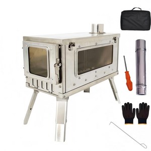 Tooliva 미니 화로 캠핑 화목난로 가정용 불멍 스테인리스 휴대용 실내외 장작 사용, 각다리형