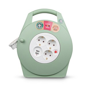 러그박스 슬림 15M USB 민트 전기 릴선 최대 2300W 캠핑릴선 연장선 리드선 릴 차박, 1개
