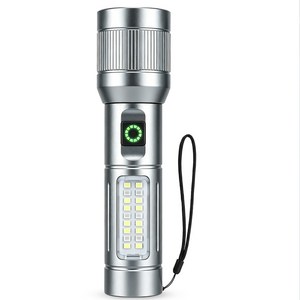 VEOXIN 초강력 led 손전등 충전식 휴대용 줌 후레쉬, 1개, 그레이