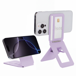 아이시(isee) 맥세이프 각도조절 라이브방송 스탠드 삼각대 멀티 셀카봉 카드지갑 (카드1장), 라벤더, 1개, ISEE127