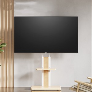 FANOBO 티비 거치대 휴대용 티비 스탠드 25-75인치에 tv스탠드 좌우 조절 가능 이동식 tv 적용 55KG 하중 이동식 tv 거치대, 원목색, 1개