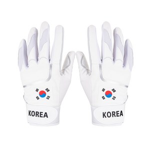 업셋 국가대표 태극기 양피 배팅장갑, 1세트, 코리아로고_화이트