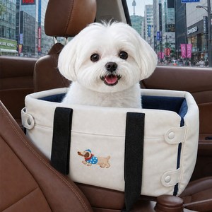 WHH 강아지 콘솔박스 카시트 소형견 고양이 겸용 애견 콘솔 카시트, 1개, 화이트