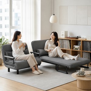 다용도 접이식 소파베드 1인용/2인용 등받이 조절 가능 편안한 거실 침실용 쇼파 침대겸용, 다크그레이 100cm
