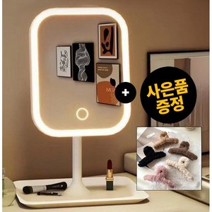 살림위드 충전식 LED 스마트 360도 조명 거울 머리핀 사은품, 화이트