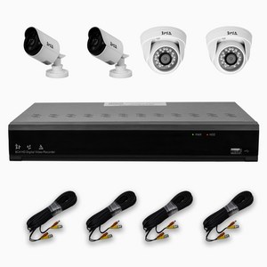 화인츠 500만화소 CCTV 자가설치 4채널 실내 실외 무인 감시카메라 방범용 매장용 농막 케이블20m 1TB HDD포함 XRT4104, 실외2실내2, 1개