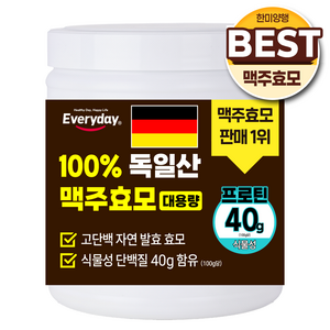 한미양행 100% 독일 맥주효모 식약청 인증 단백질 40g 고함량 함유 대용량 식물성 효모 에브리데이 독일산 프리미엄 분말, 300g, 1개