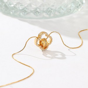 칠성작 14K 도금 큐빅 클로버 목걸이 여성 초경량 미니멀 디자인 체인 CJRH01417-8